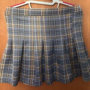 Blue plaid skirt